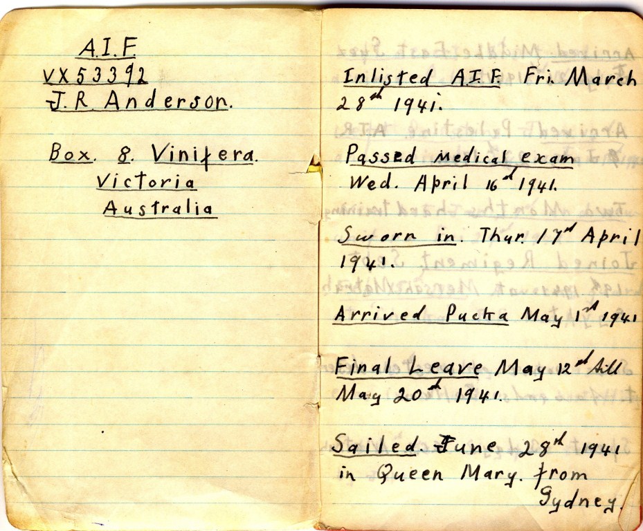 Jim Anderson's diary - image 1